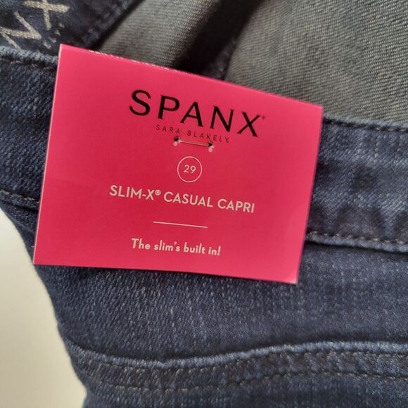 NEW SPANX 29 SLIM X ANKLE CAPRI CROPPED DARK WASH SLIMMING JEANS NWT - Picture 9 of 12